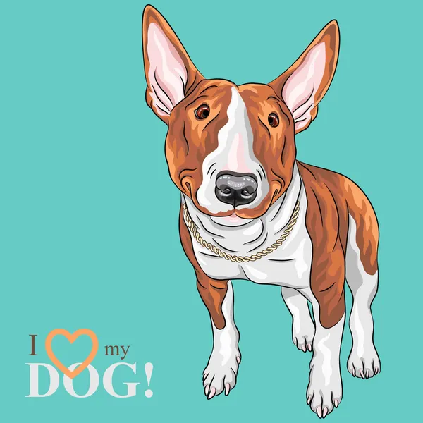 Vetor sorrindo desenho animado Bull Terrier raça cão — Vetor de Stock
