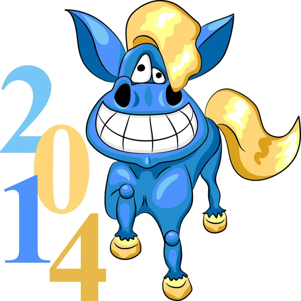 在新的一年蓝色马矢量符号 — 图库矢量图片