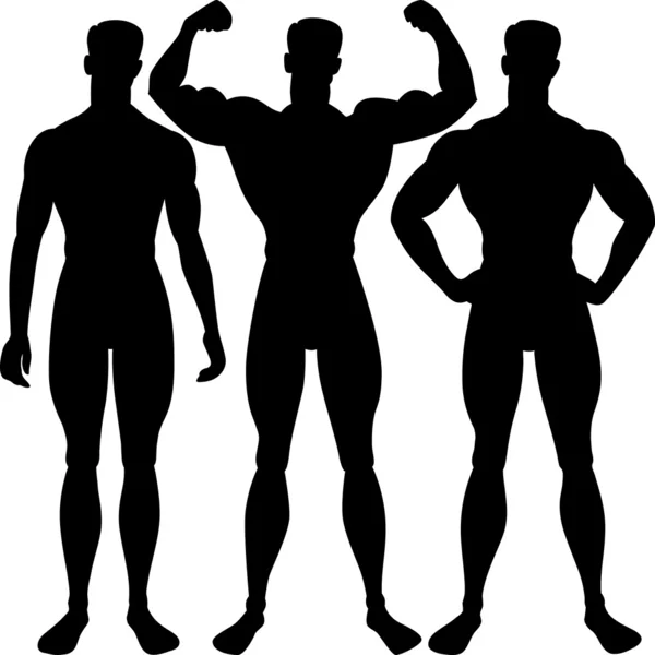 Vector set athletic man silhouette in different poses — Stock Vector