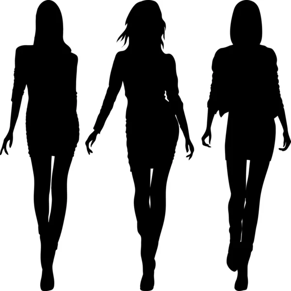 Vector silhouette of fashion girls top models — Stock Vector