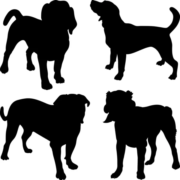 Siluetas vectoriales de perros en el estante — Vector de stock