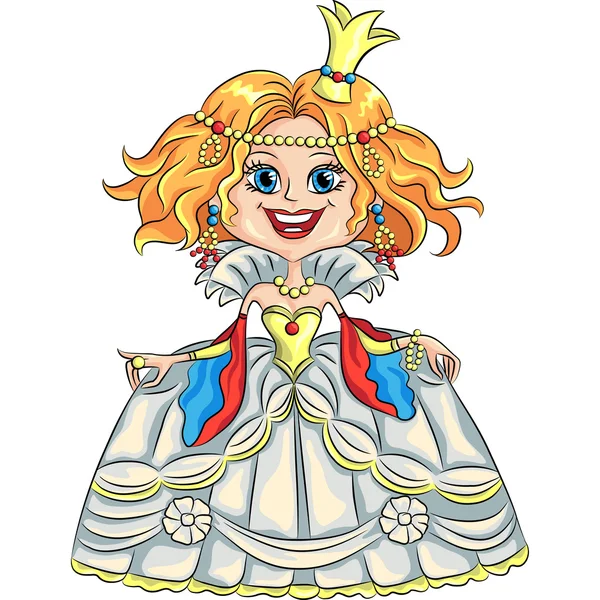 Vector cartoon funny princess with a golden crown — Stockvector