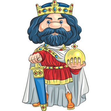 vector cartoon king with a golden crown clipart