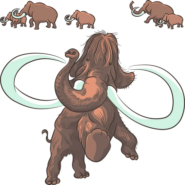 Manada vetorial de mamutes — Vetor de Stock