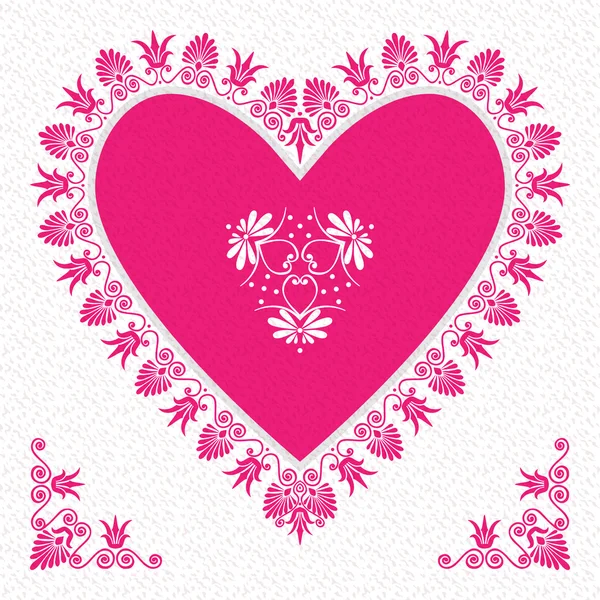 Vektor rosa Valentinstag Karte mit Blumenherzen — Stockvektor
