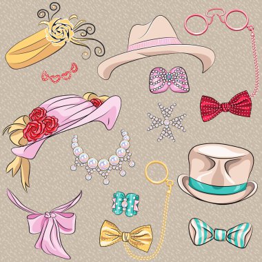 vector set millinery and accessories clipart