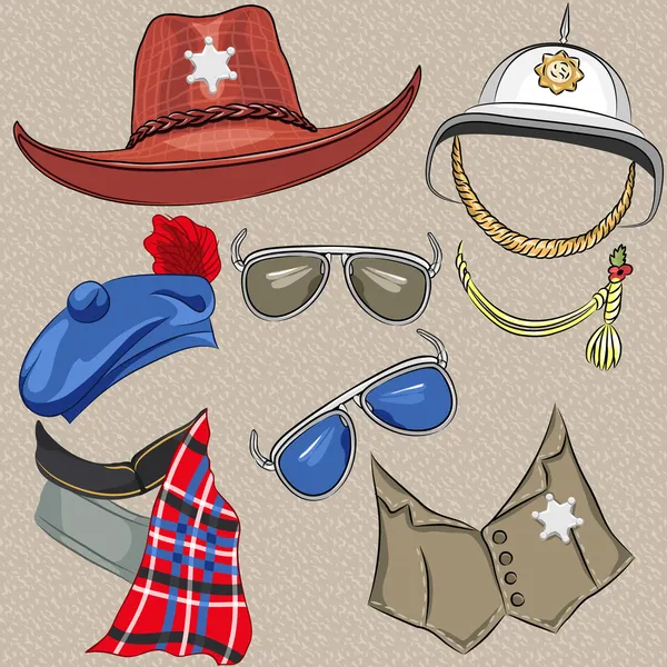 Vector set of military and sheriff accessories — Stock Vector