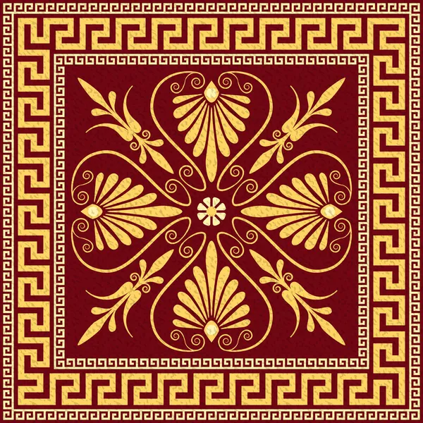 ベクトル伝統的なヴィンテージ ゴールド ギリシャ飾り (蛇行) — ストックベクタ