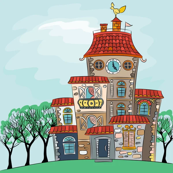 Vector fairytale veelkleurige huis — Stockvector