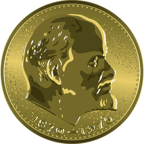 Vector dinero moneda de oro Rublo soviético con Lenin — Vector de stock
