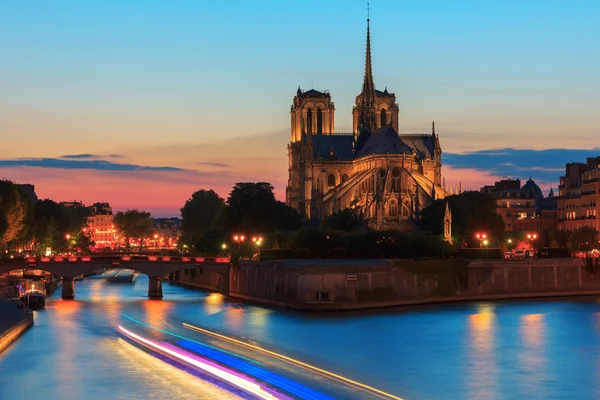 Kathedraal van notre dame de paris bij zonsondergang — Stockfoto