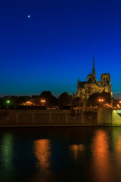 Katedralen notre dame de paris i solnedgången — Stockfoto