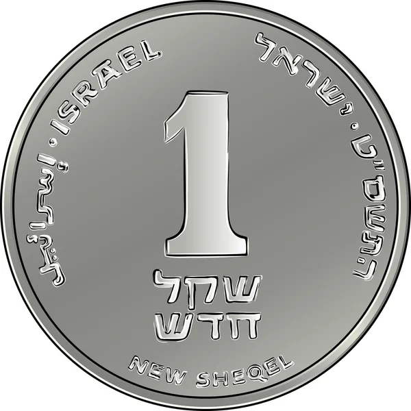 Vetor israelense prata dinheiro uma moeda shekel — Vetor de Stock