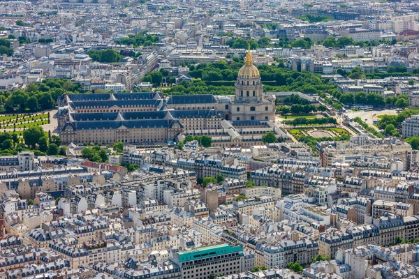 Widok na Paryż i les invalides od Wieży Eiffla, Francja — Zdjęcie stockowe