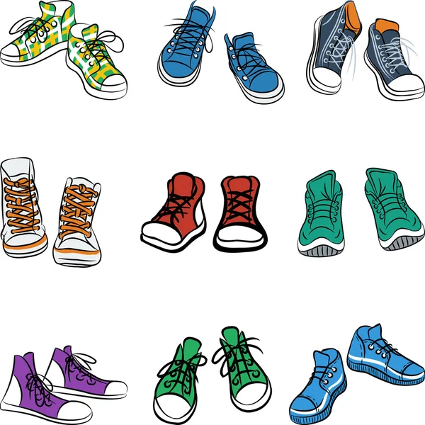 Vector set van sneakers — Stockvector