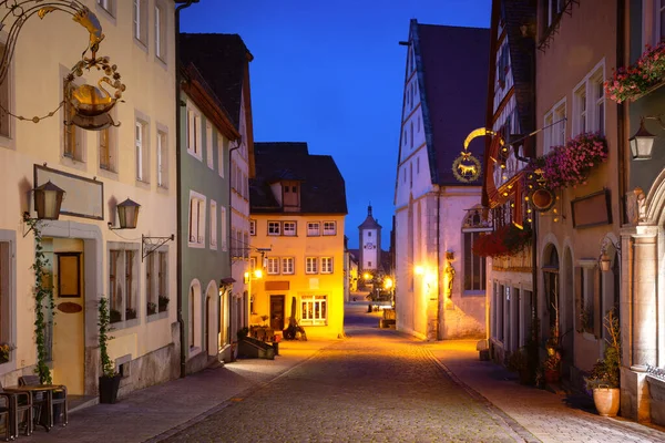 Nacht Rothenburg ob der Tauber, Duitsland — Stockfoto