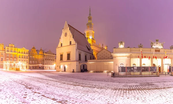 Nächtliche Altstadt von Poznan, Polen — Stockfoto