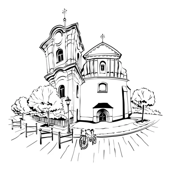 Iglesia del Sagrado Corazón de Jesús en Poznan, Polonia — Vector de stock