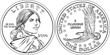 Vector American Sacagawea dollar gold coin clipart