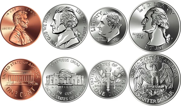 Vector Set of American money coins — стоковый вектор