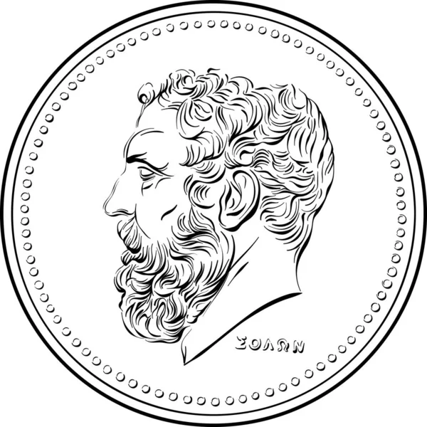 Greek gold coin 50 drachmas Solon — Archivo Imágenes Vectoriales