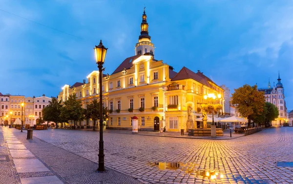 Piazza Del Mercato Mattino Ora Blu Nel Centro Storico Swidnica — Foto Stock