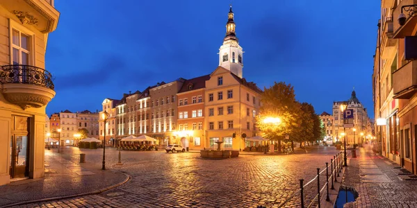 Piazza Del Mercato Notturno Nella Città Vecchia Swidnica Slesia Polonia — Foto Stock