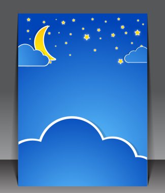 Sky at night. Blank with clouds and stars clipart