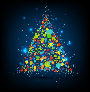 nokta ve yıldız ile vektör Noel ağacı.