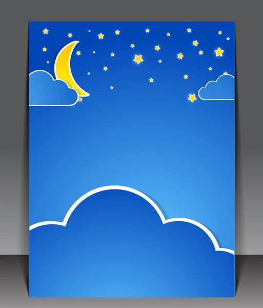 Ciel la nuit. Blank avec nuages et étoiles — Image vectorielle
