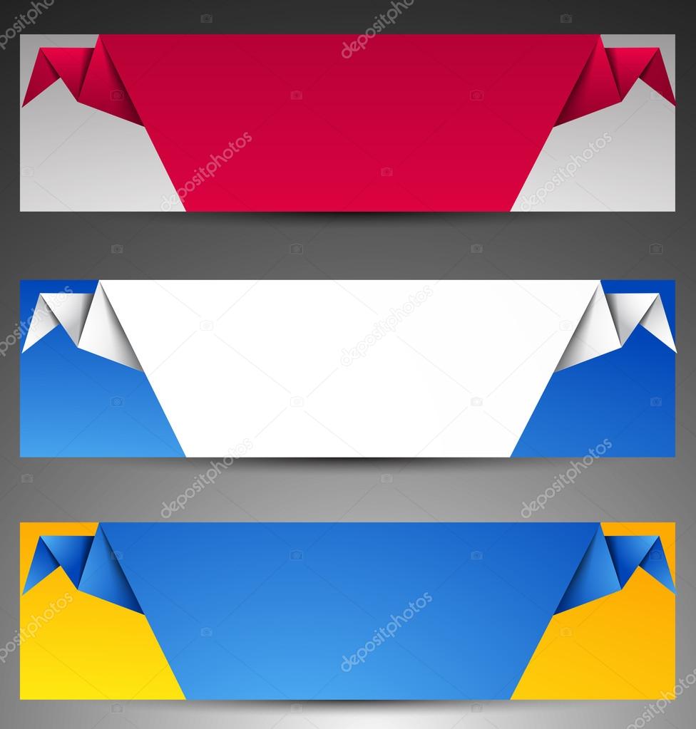 Set of origami web banners.