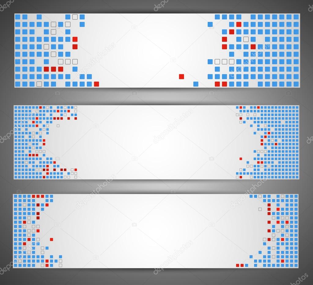 Horizontal web banners. Pixel art. Vector