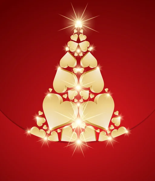 New Year tree made with hearts — Stock Illustration New Year tree made with hearts Royalty Free Stock Vectors
