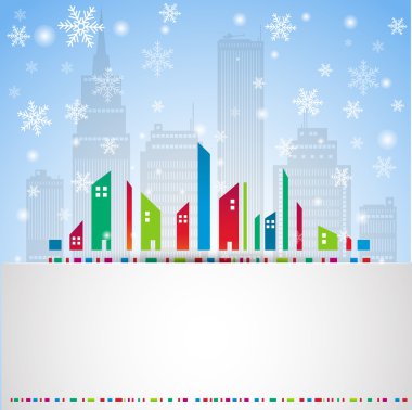 Kış aylarında bir şehir. vektör