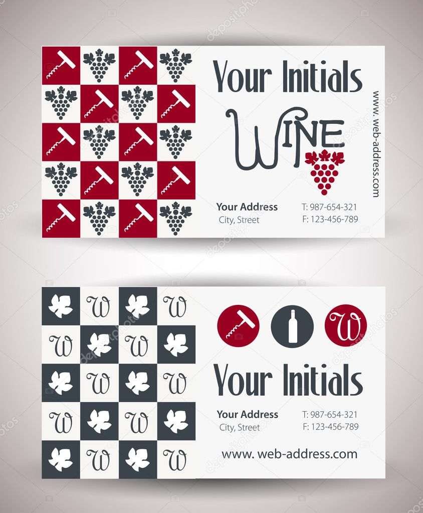 Vector retro vintage business card for wine business.