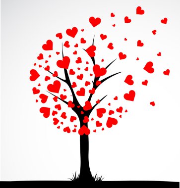 Abstract tree made with hearts. Vector