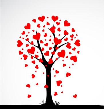 Abstract tree made with hearts. Vector