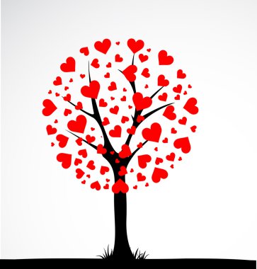 Abstract tree made with hearts. Vector