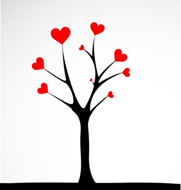 Abstract tree made with hearts. Vector