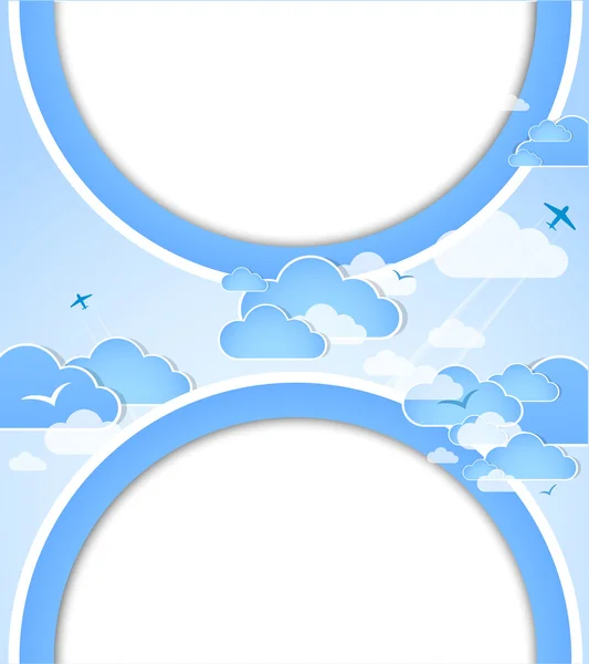 Good weather round background. Blue sky with clouds. Vector — Stock Vector