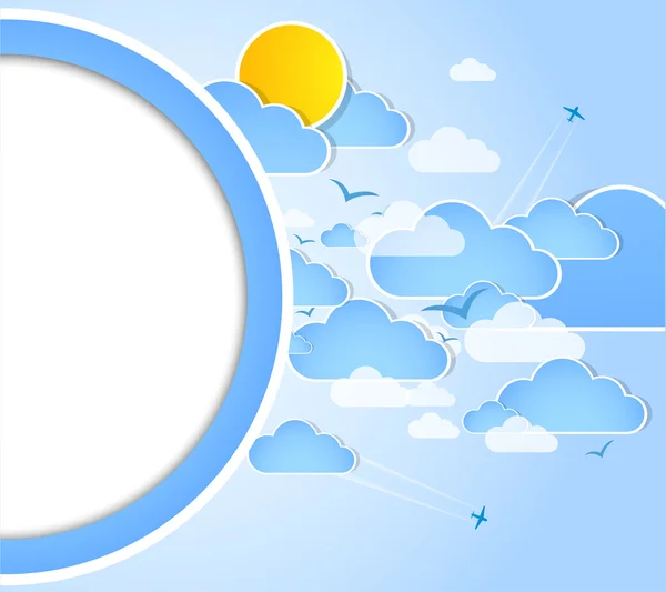 Good weather round background. Blue sky with clouds. Vector — Stock Vector