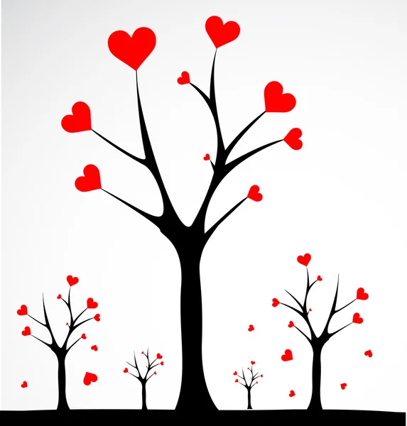 Árbol abstracto hecho con corazones. Vector — Archivo Imágenes Vectoriales