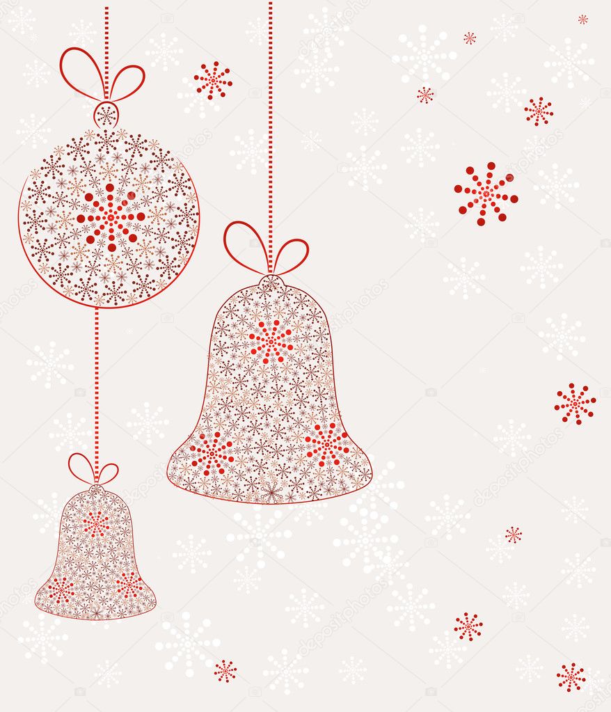 Christmas toys made with snow. Vector Background