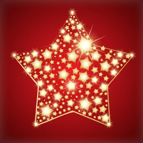 Estrela feita com estrelas douradas. Vetor — Vetor de Stock
