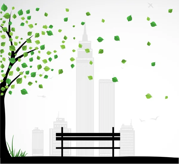 City theme Background with abstract tree. Vector — Stock Vector