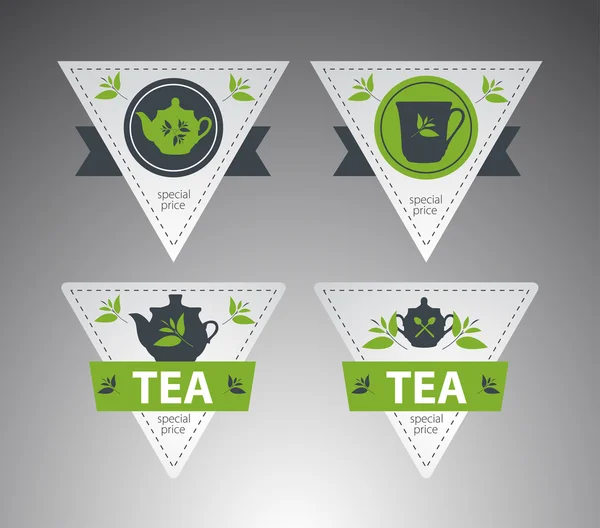 Conjunto de etiquetas de chá. Vetor — Vetor de Stock