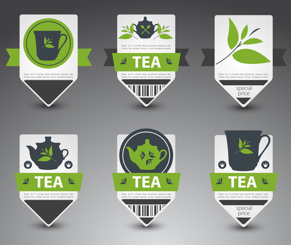Set of tea labels. Vector