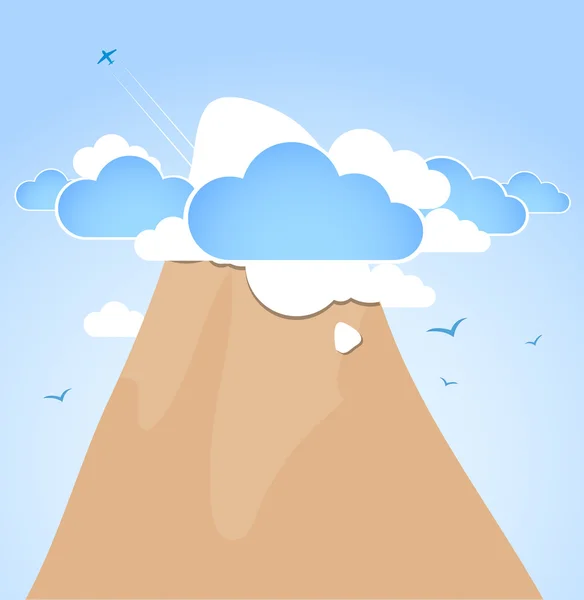 Clouds and mountain. Vector — Stock Vector