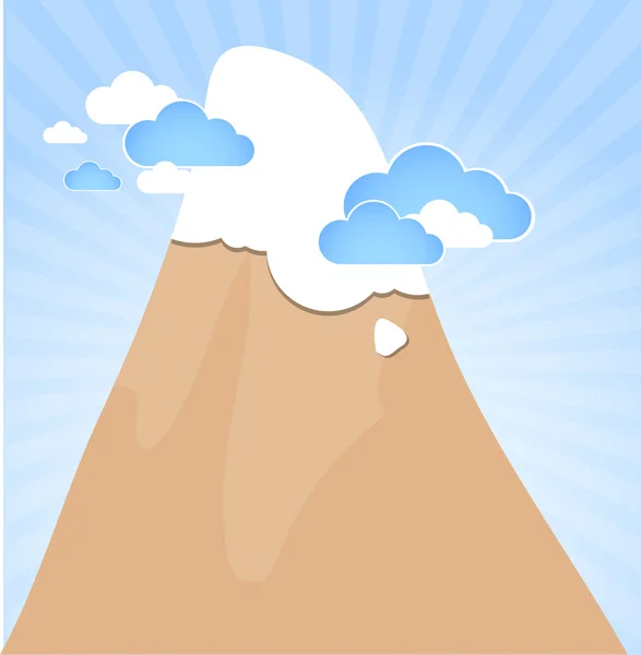 Nubes y montaña. Vector — Vector de stock