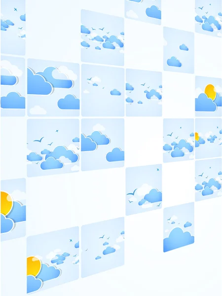 Mosaic theme. Good weather background. Blue sky with clouds. Vec — Stock Vector
